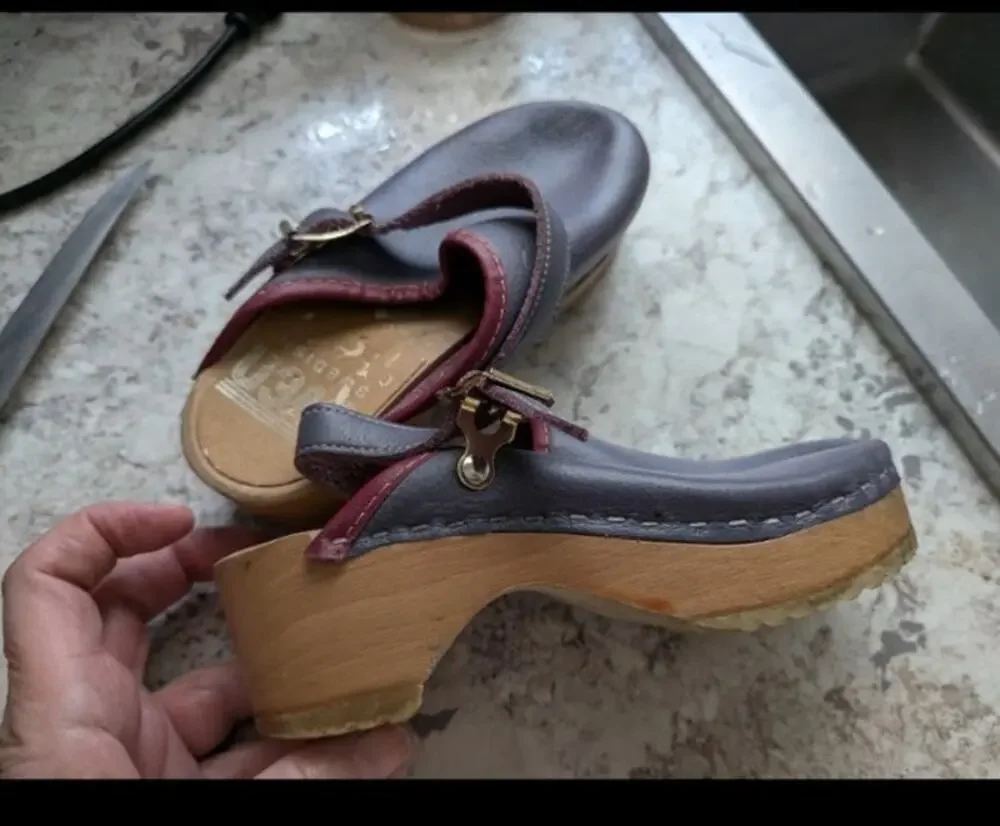 Swen Leather Shoes Vintage 11-11.5 Clogs. 1970 Sz 28 Kids